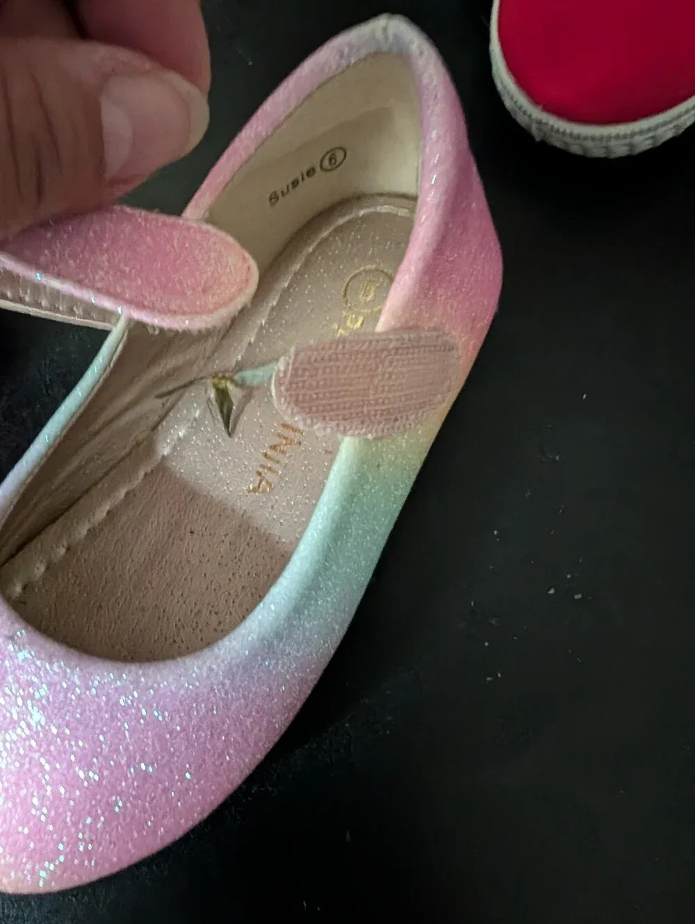 Kids Glitter Rainbow Mary Jane Shoes - Pink